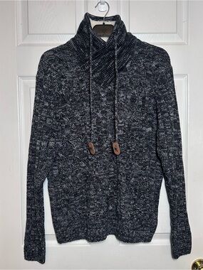 NWT The Slope Men's Black Gray Pullover Cable Knit Sweater Size M Ski Outdoor